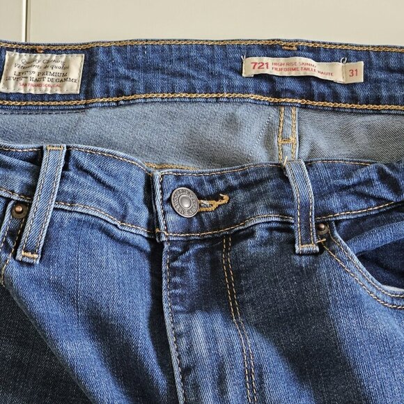 Levi's Jeans Womens 31 Blue Premium 721 High Rise Skinny Stretch Pockets Western - Picture 3 of 16